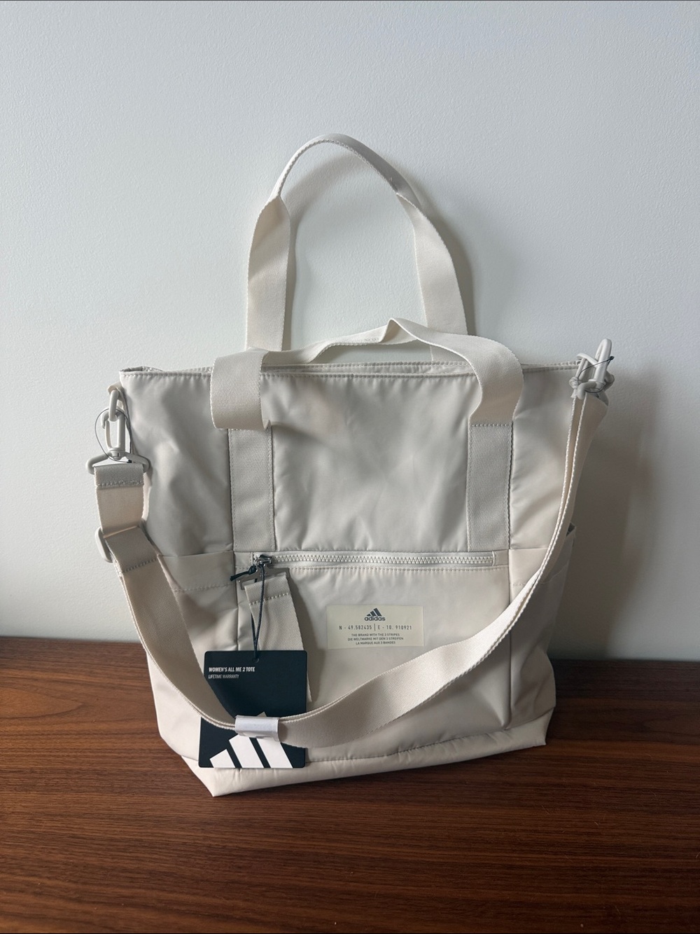 adidas Cream Messenger Tote Bag with Adjustable Strap
